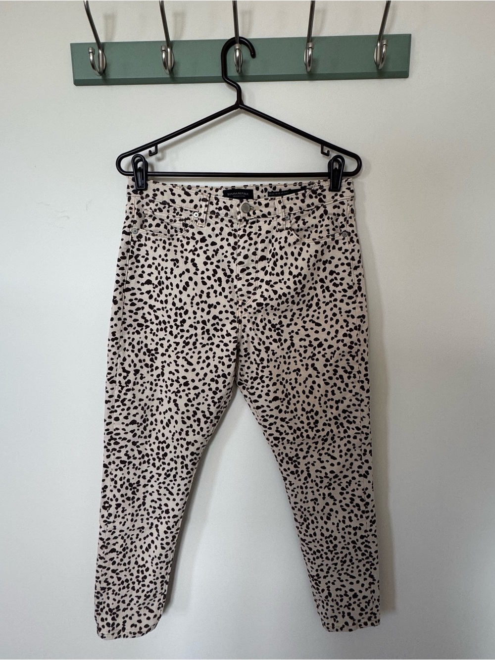 Banana Republic High-Rise Skinny Leopard Print Pants - Black on Cream